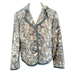 Vtg Talbots Blazer Tapestry with Velvet Trim Size L Victorian Cottagecore